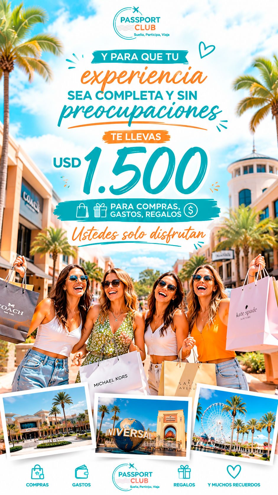 USD 1.500 para compras, gastos y regalos incluidos en el premio